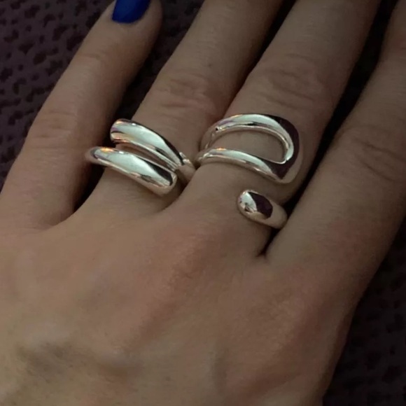 SET Sterling Silver Geometric Wrap Rings - Picture 5 of 9